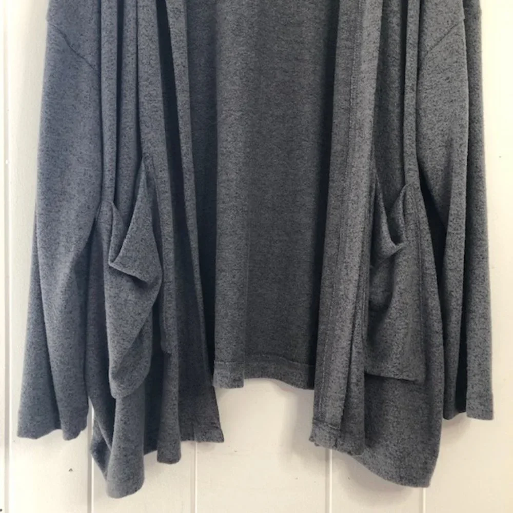 Young Fabulous and Broke Gray Open Cardigan with Hoodie - Picture 7 of 9